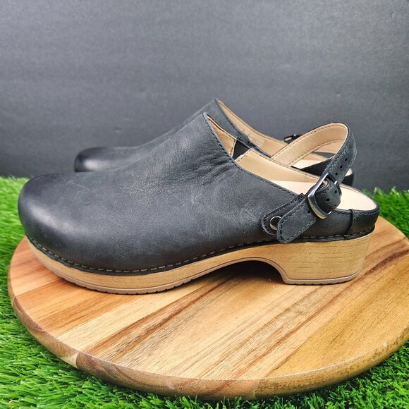 Dansko Berry Clog Shoes Womens EU39 US 9 Black Nubuck Leather Clogs Slip On - Picture 5 of 14